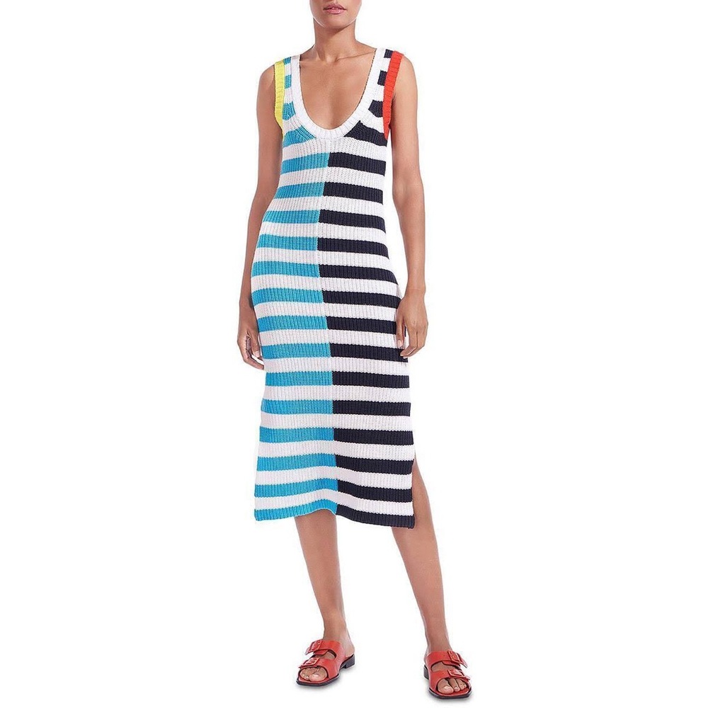 Staud Seashore Striped Knit Midi-Dress | Captain Stripe
